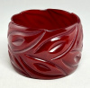 LG343 wide translucent wine leaf carved resin bangle